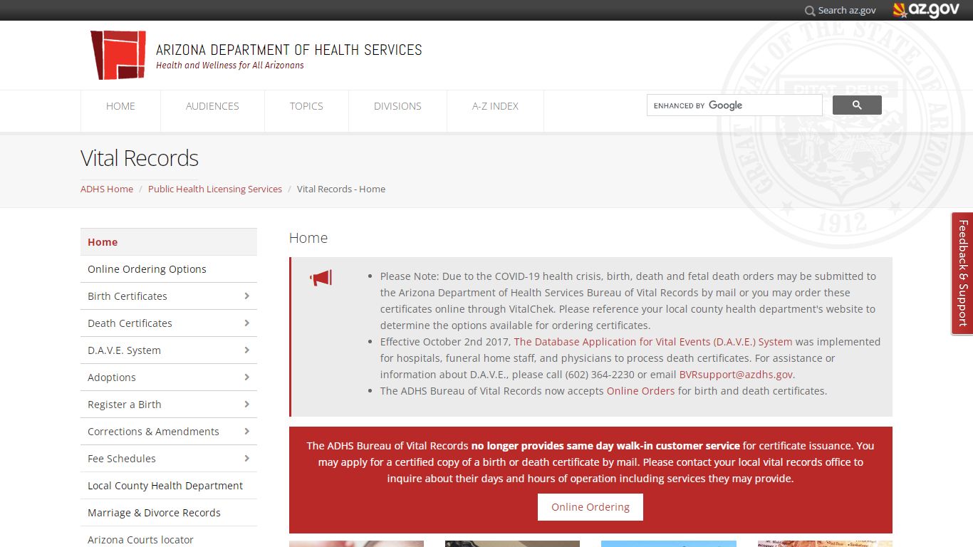 AZDHS | Vital Records - Arizona Department of Health Services