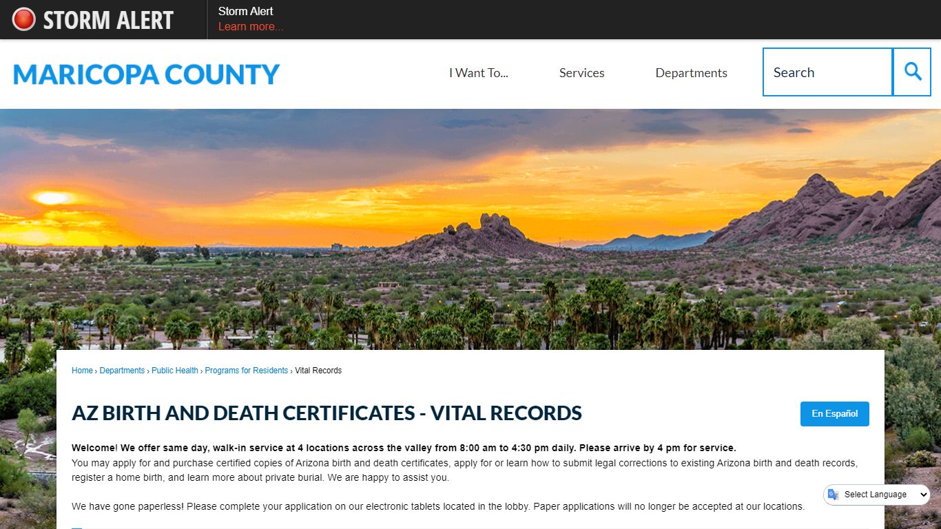 AZ Birth and Death Certificates - Vital Records - Maricopa County, Arizona